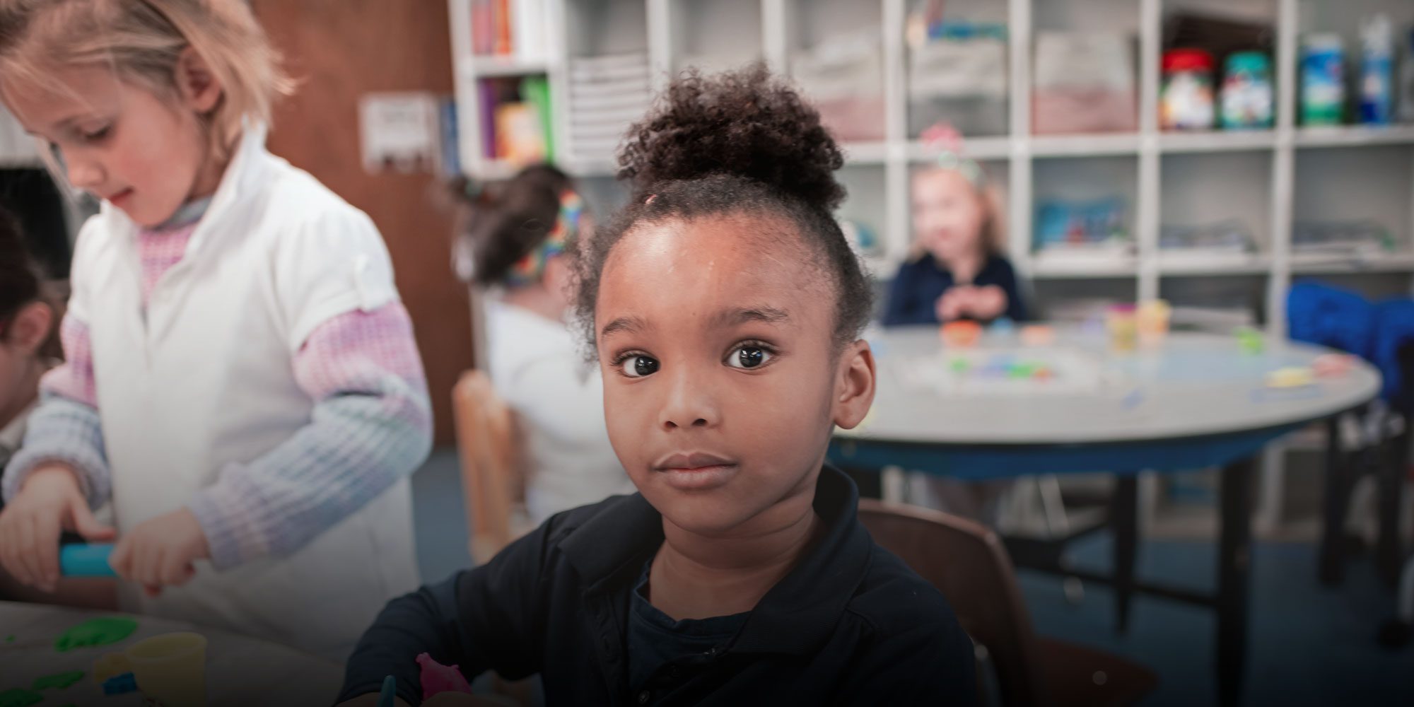 Elementary student working at desk